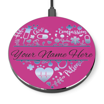 Nurse Monogram Heart Wireless Charger | Fast Charging Pad for Healthcare Professionals