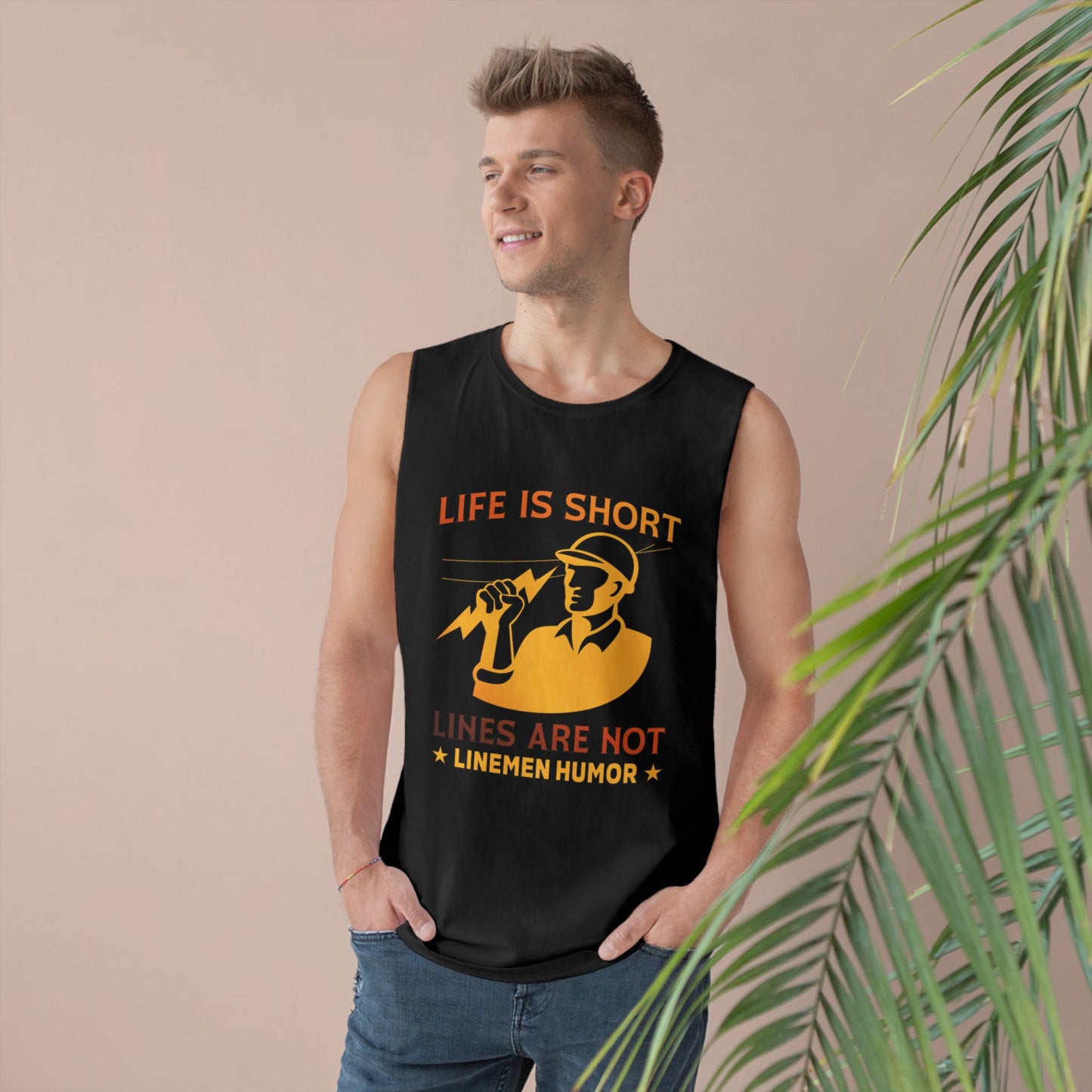 Lineman Tank - Life Is Short Lines Are Not-sky 24