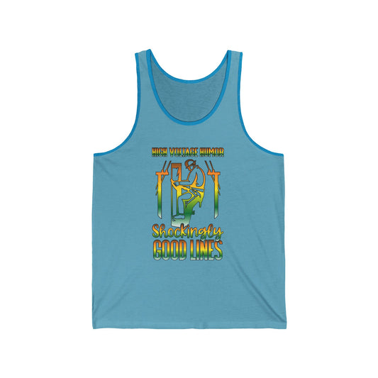 Lineman Tank - High Voltage Humor Shockingly Good Lines-gradient