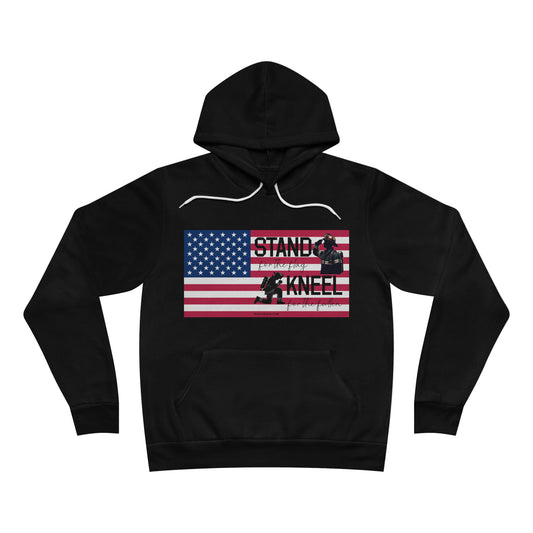 Sponge Fleece Pullover Hoodie - Stand for the Flag, Kneel for the Fallen - fire fighter