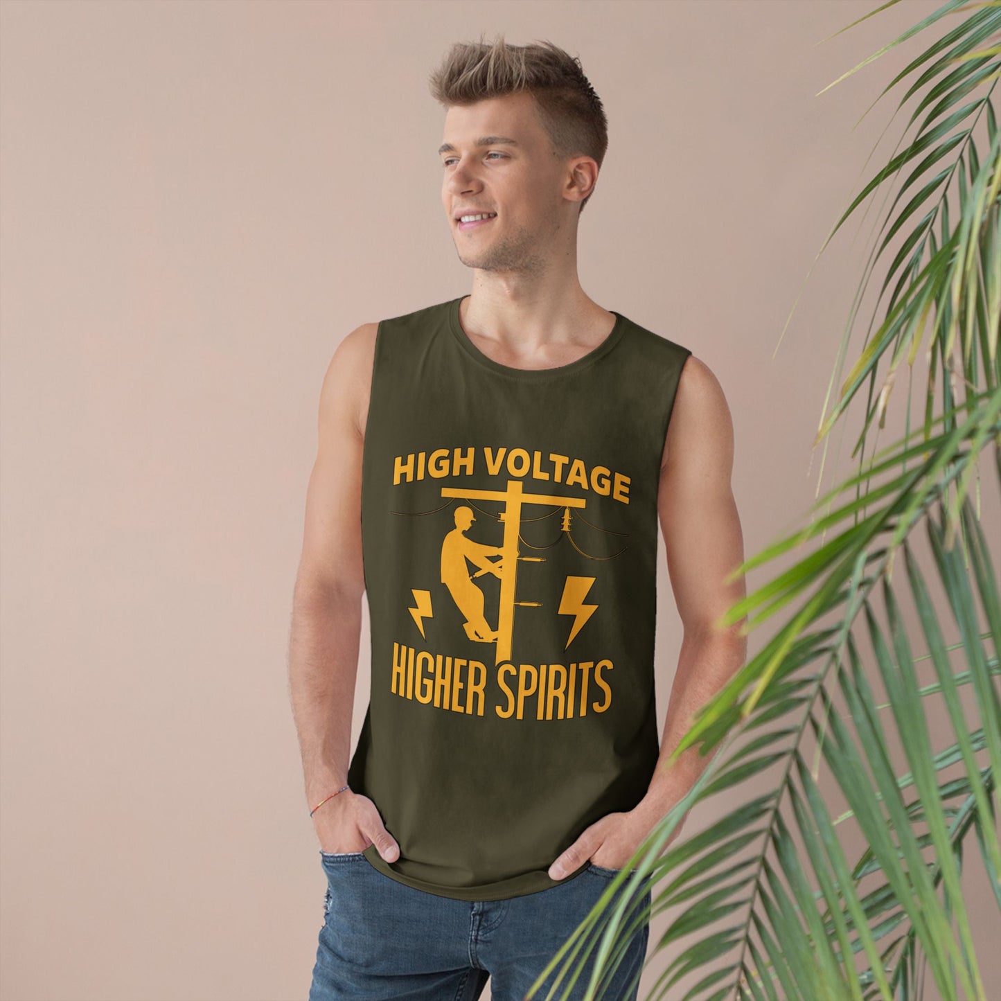 Lineman Tank - High Voltage Higher Spirits-sky 24