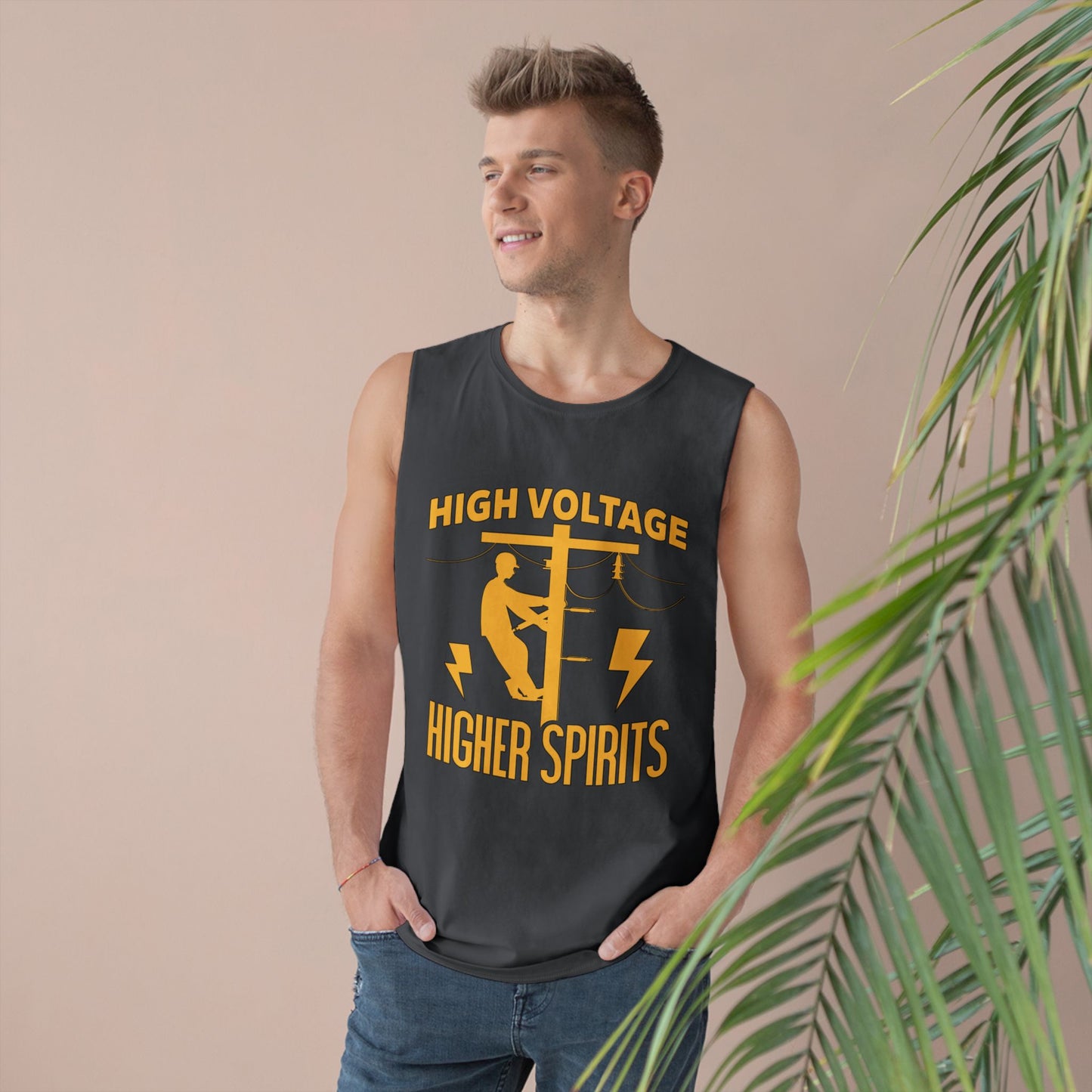 Lineman Tank - High Voltage Higher Spirits-sky 24